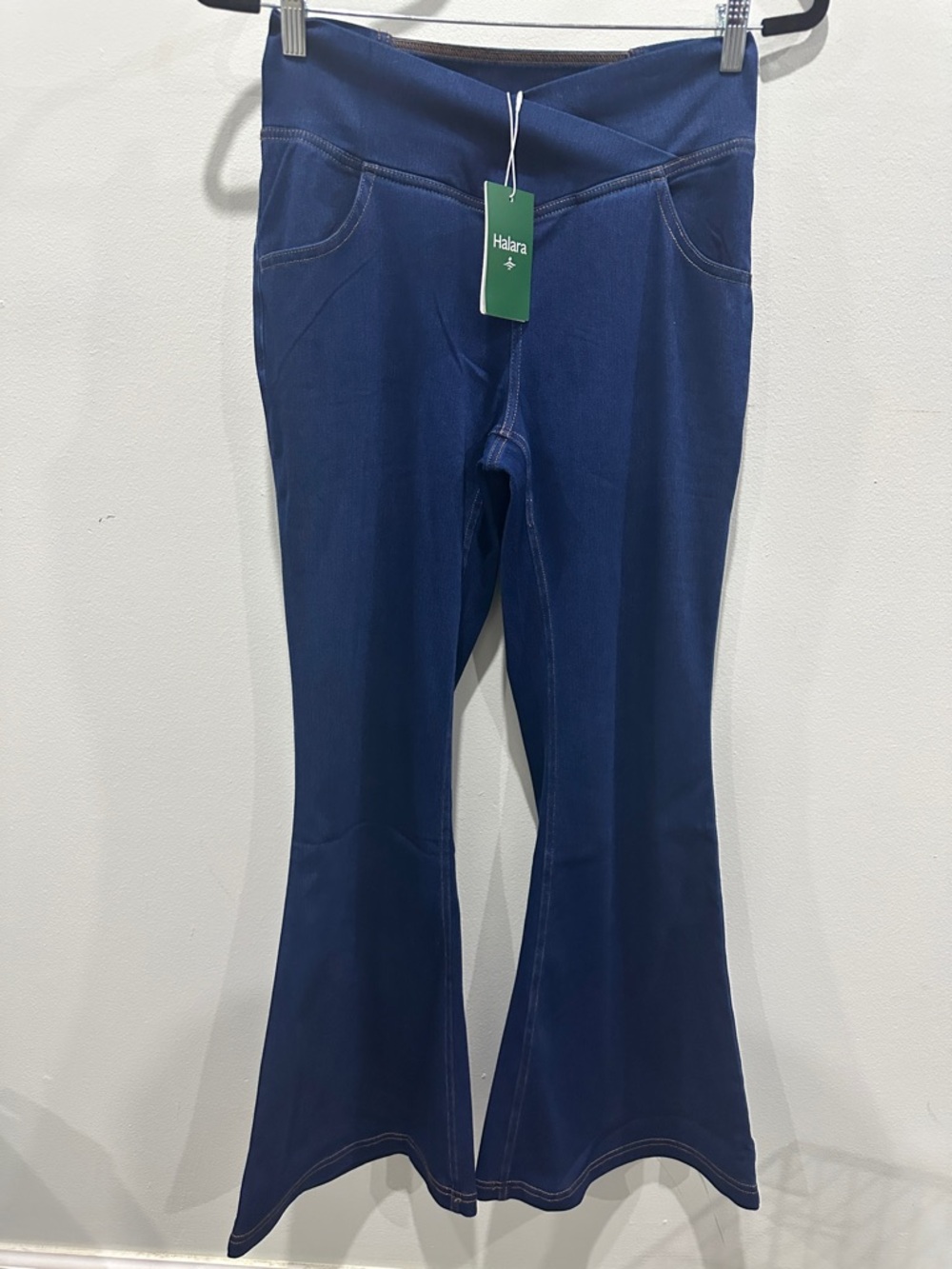 HALARA Navy Flare Leggings with Crossover Waistband
